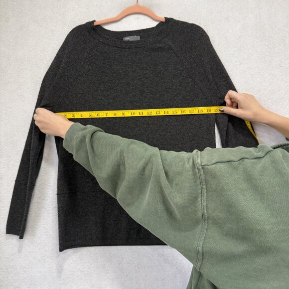 Vince Sweater Womens Small Charcoal Gray Wool Crewneck Raglan Sleeve Pullover - Picture 3 of 8